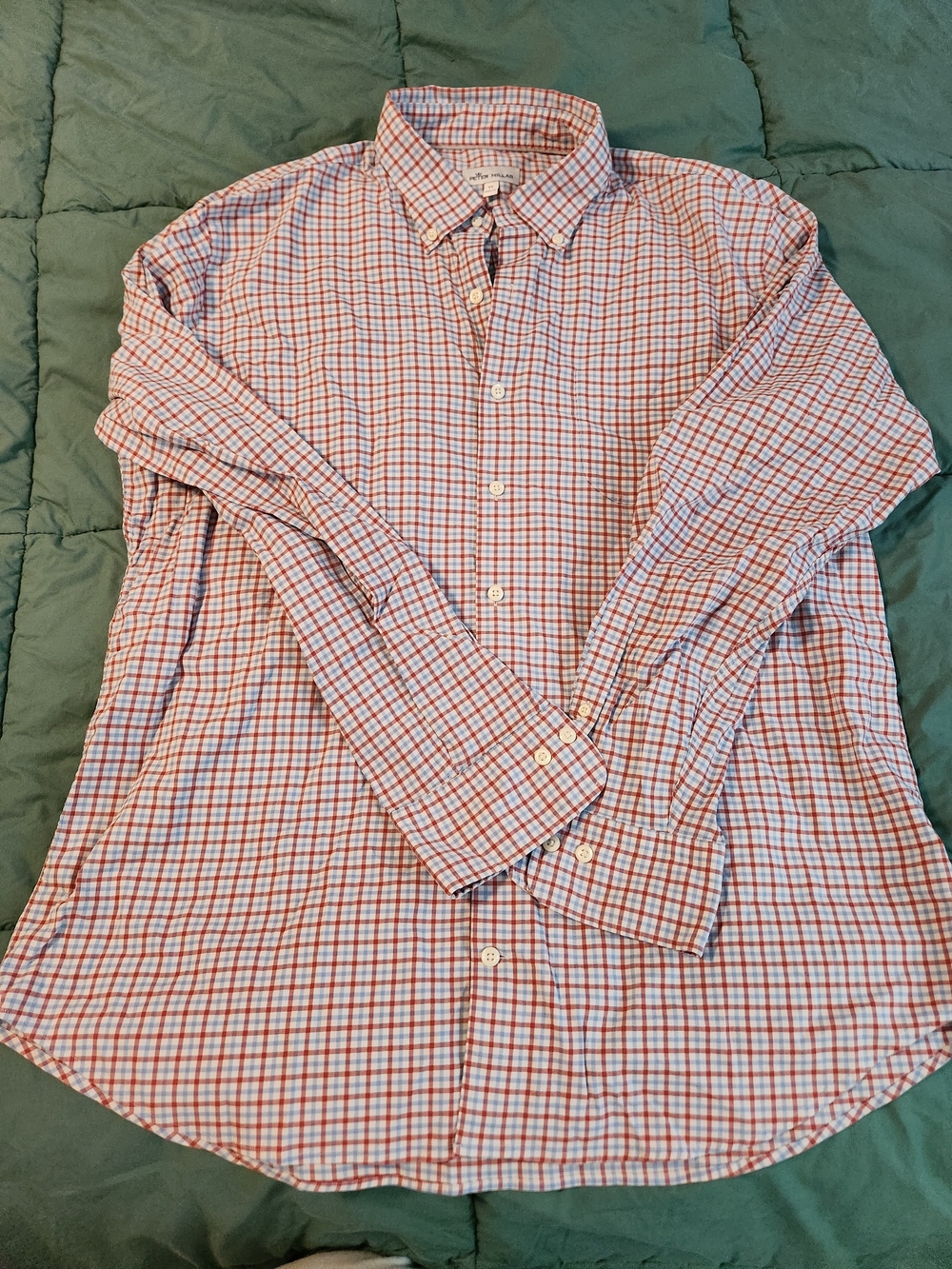 Peter Millar Men's Long-Sleeve Check Button-Down Shirt - Red & Blue